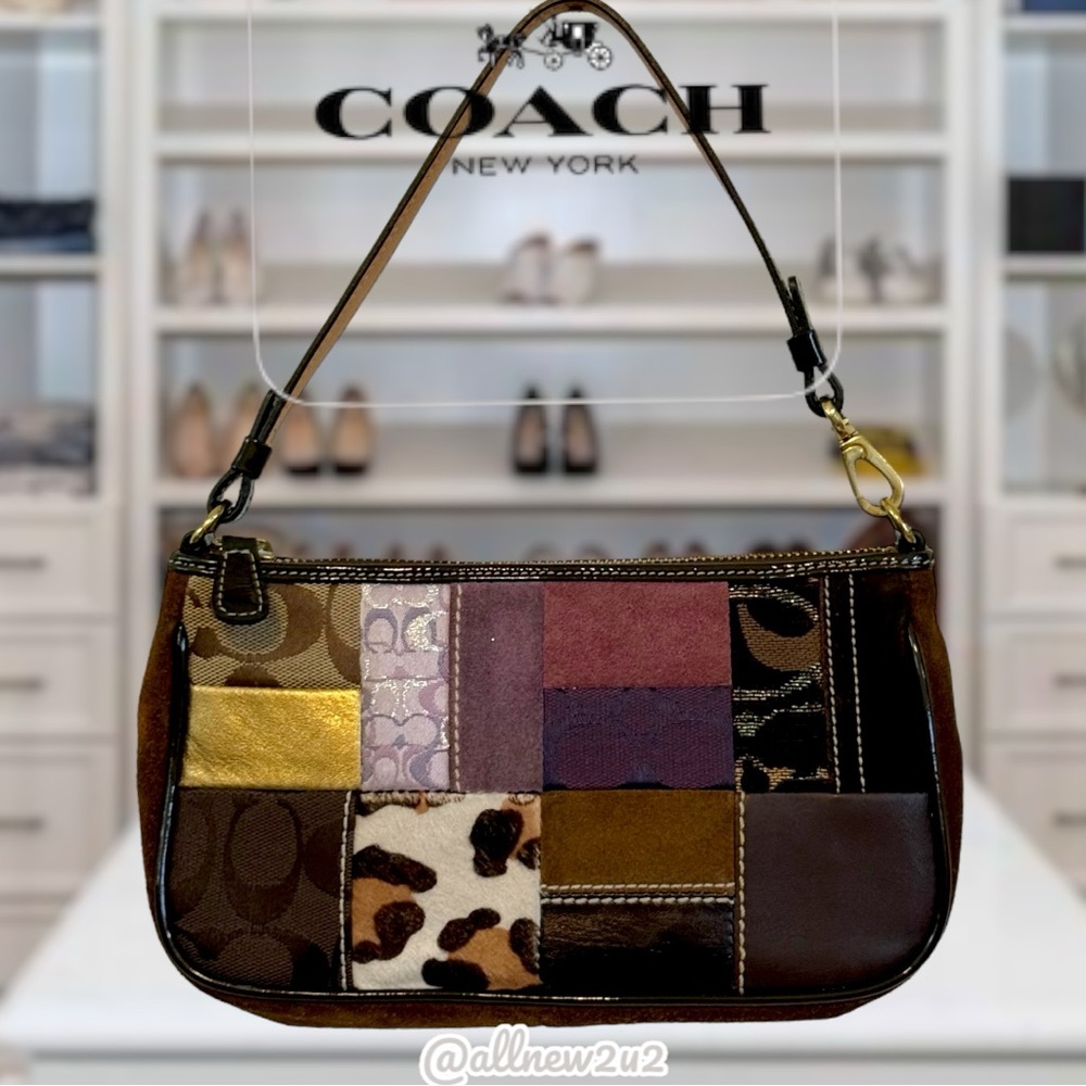Coach Rare 7071 Legacy Holiday Vintage 2005 Patchwork Demi Baguette Shoulder Bag - Picture 2 of 16